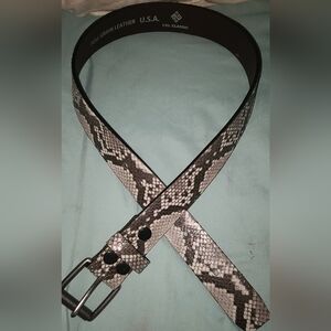 Handmade black/white genuine python & leather snakeskin belt-ANY SZ & CLR AVAIL.
